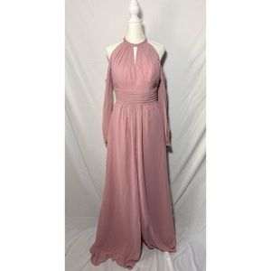 Women's Long Sleeve halter top Chiffon Bridesmaid Dress